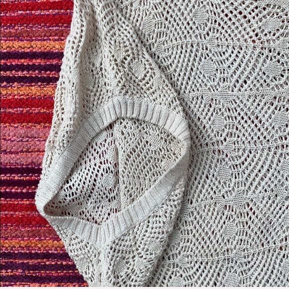 Boutique Brown Sweater with White Flower Lapel, Boho Angel Sleeve Sweater - Picture 5 of 8